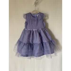 Janie And Jack Girls Dress 18m 24m Purple Sparkle Aline Tiered Sleeveless Formal